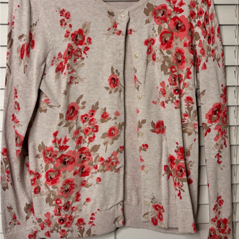 Croft & Barrow Floral Cardigan - Red and Brown